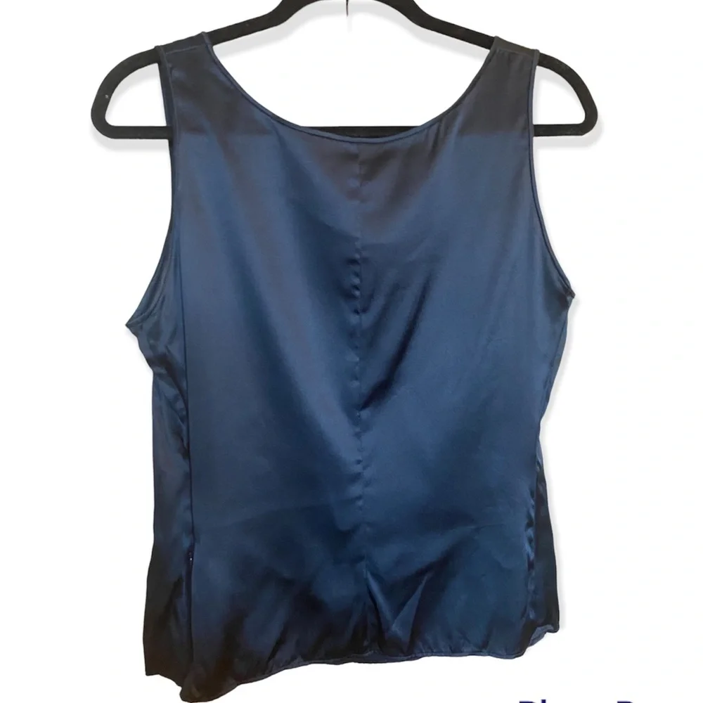 NWOT ARMANI COLLEZIONI elegant Silk Camisole Sleeveless top Navy Blue tank - Picture 7 of 10